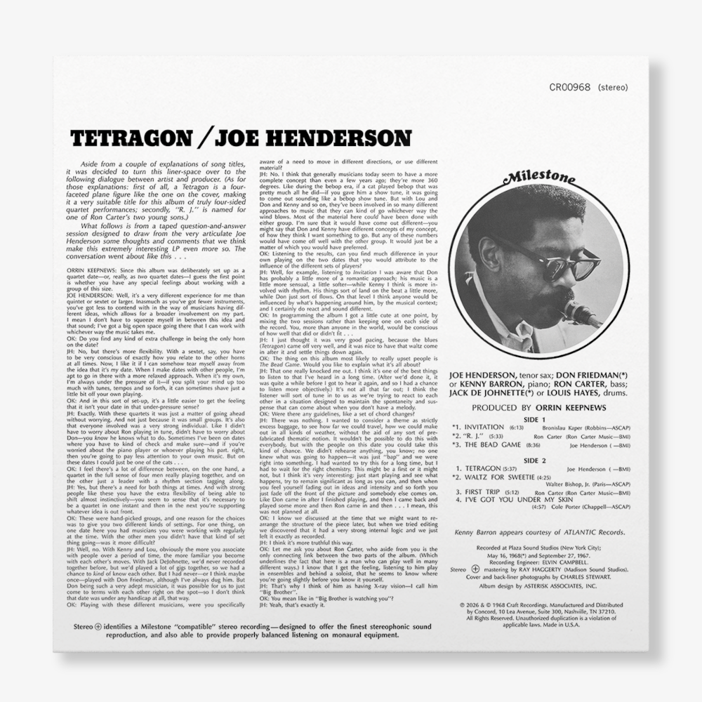 Joe Henderson Tetragon (Jazz Dispensary Top Shelf Series) Vinyl LP 433589